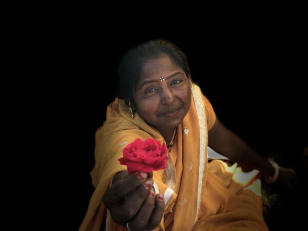 Indische Frau mit Rose - Kunstwerk