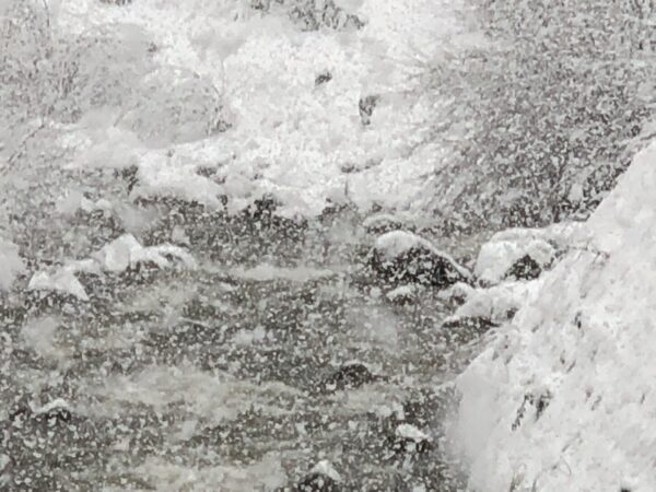 "Original Clavaniev Schneefall am Fluss bei Disentis Gemälde