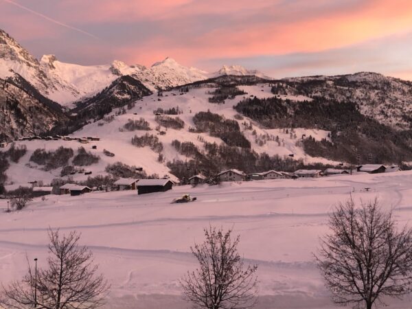 Sonnenuntergang in Disentis - Fotodruck